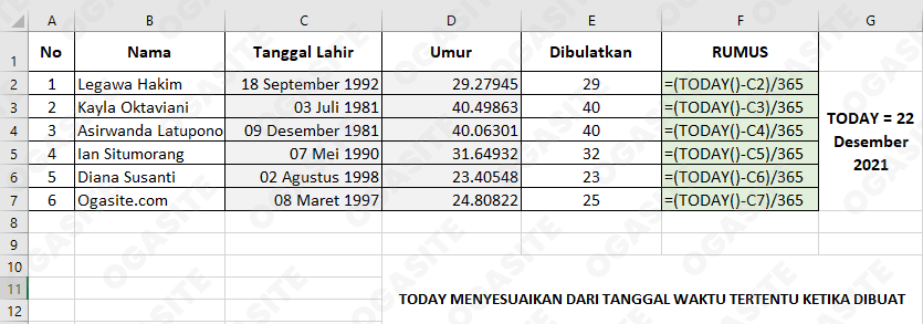 Cara Menghitung Umur Di Excel Menggunakan Rumus Dan Fungsi